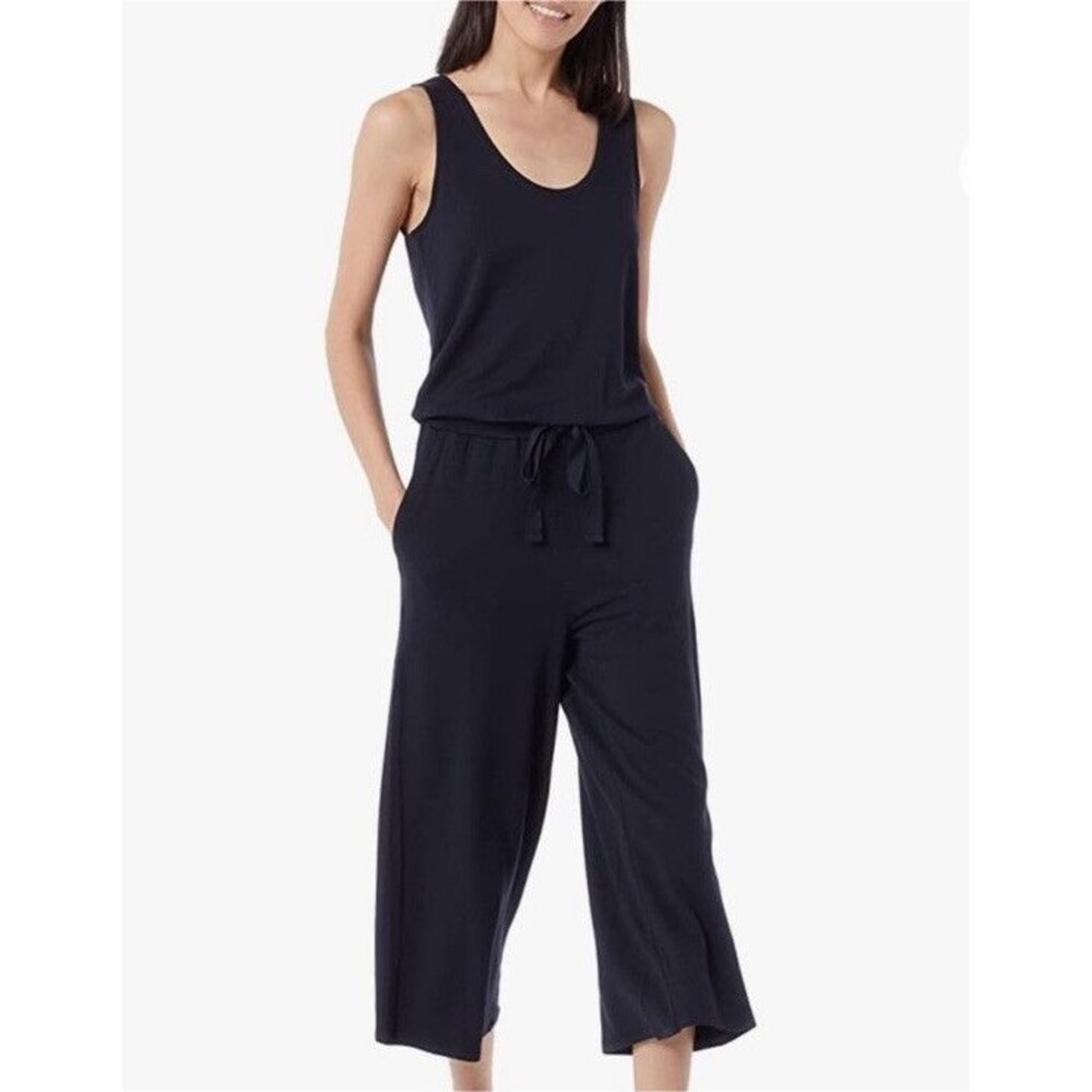 Daily Ritual Jumpsuit Womens Lg Gray Modal Knit Sleeveless Straight Leg Crop NWT